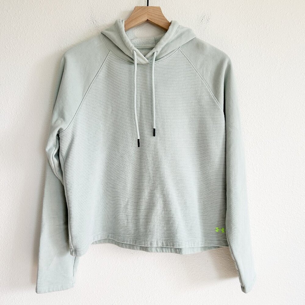 Under Armour Sweatshirt Ribbed Crop Pullover Hoodie Mint Green